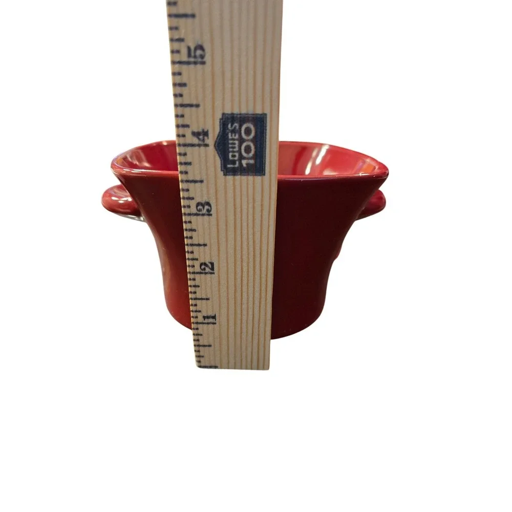 Williams Sonoma Red Stoneware Fondue Set Pot‎ 6 Forks Tealight 1388842 2009